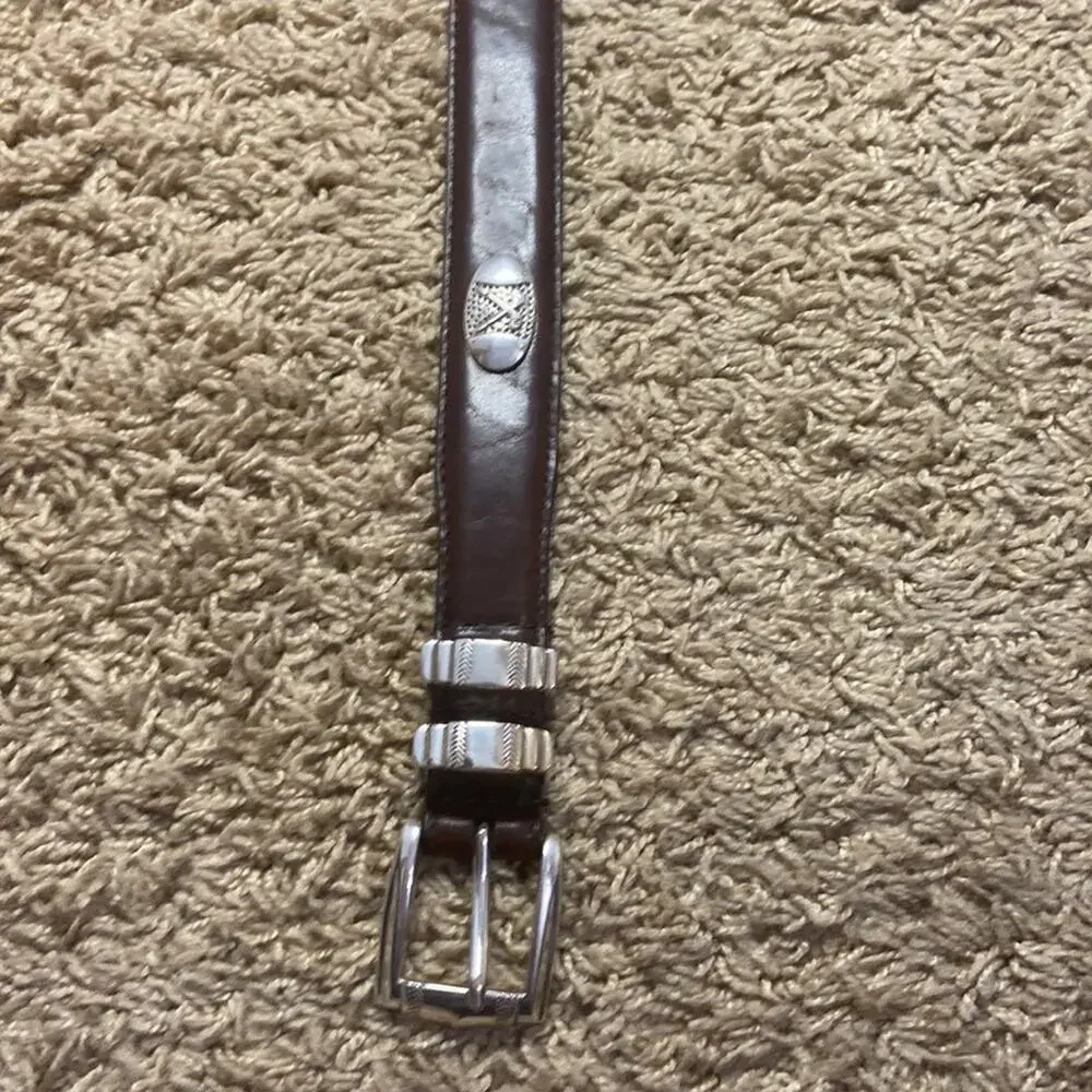 Belt AML 3000 Golf Emblem Women Brown Top Grain Oil Tan Leather Belt Size 34